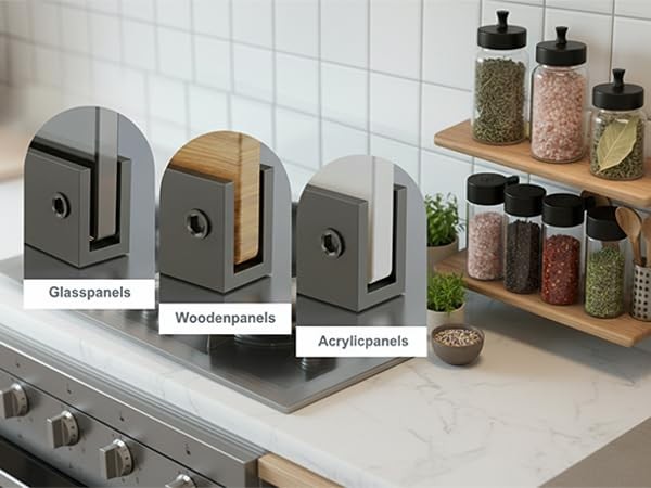 0.95" Inch Shelf Square Clips, Black Pure Copper U Bracket Brass, Adjustable ...