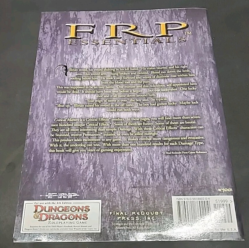 Final Redoubt Fantasy RPG Combat Essentials #1 - Critical Matters