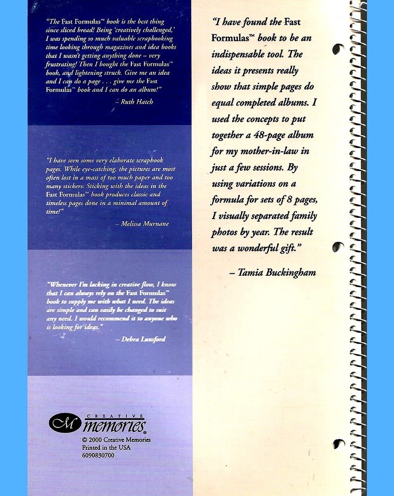 Creative Memories FAST FORMULAS Scrapbook Page Design and Layout Ideas Book 2000