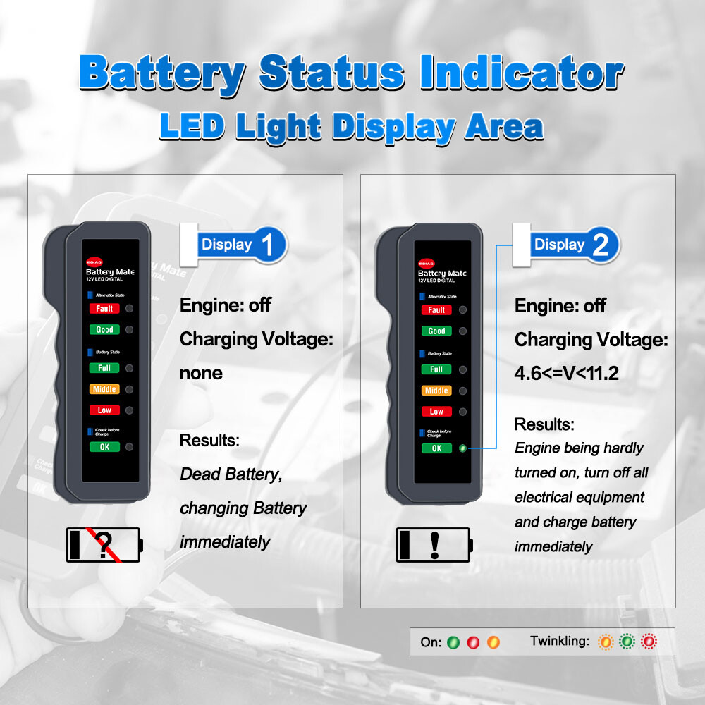 BM310 12V Battery Load Tester Digital Battery LED Analyzer Car Diagnostic Tool