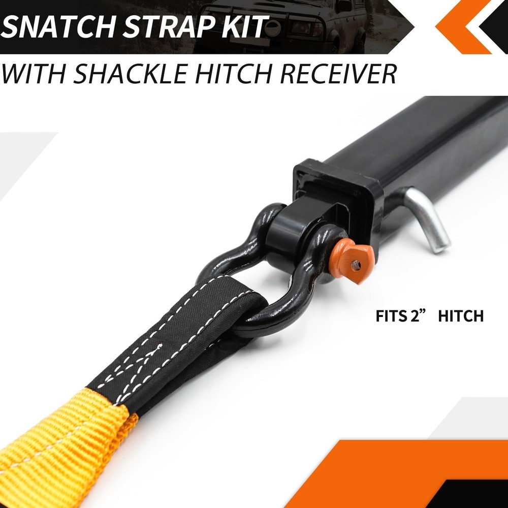 Robust 3" x 20' Nylon Recovery Strap with Lightweight Rust-Proof Hitch Receiver