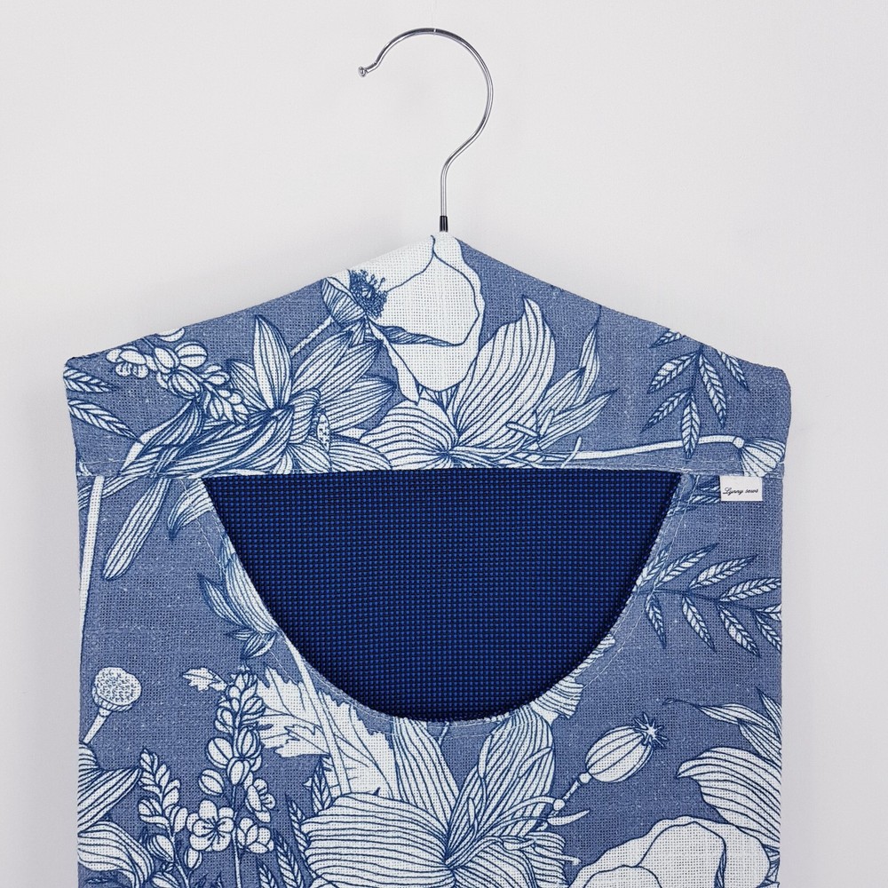 Peg Bag Handmade Blue Floral Front Patterned Lined Laundry Clothes Peg Holder