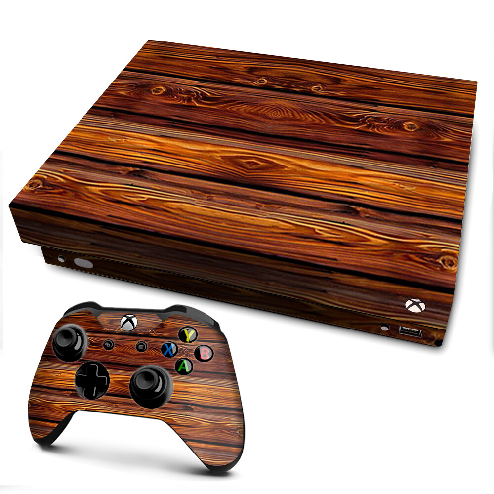 Xbox One X Console Skins Decal Wrap ONLY Red Deep Mahogany Wood Pattern