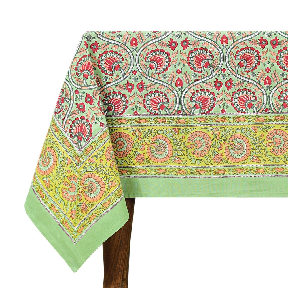 Block Printed Tablecloth, Boho Cotton Table Cover, Dinning & Kitchen Tablecloths