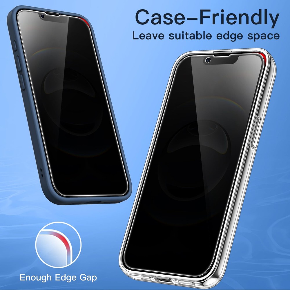 Privacy Full Coverage Screen Protector for iPhone 16e 6.1-Inch 2025, 2-Pack