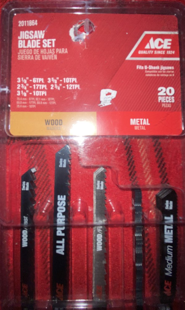 Ace Hardware 20 pc Jigsaw Blade Set,  U-Shank, 2011864