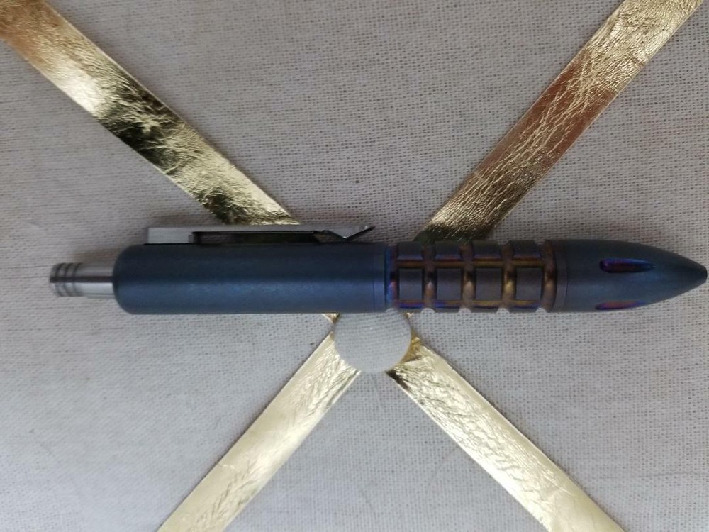 FLAMED MONKEY EDGE PATTERN TUFF WRITER FRAGMENTATION TITANIUM PEN