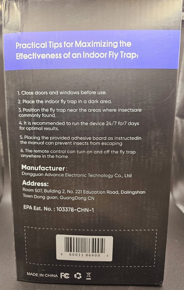 Fly Trap Indoor, Bug Light, Remote Control Fruit Fly, Gnats, Plant Pests, Moths