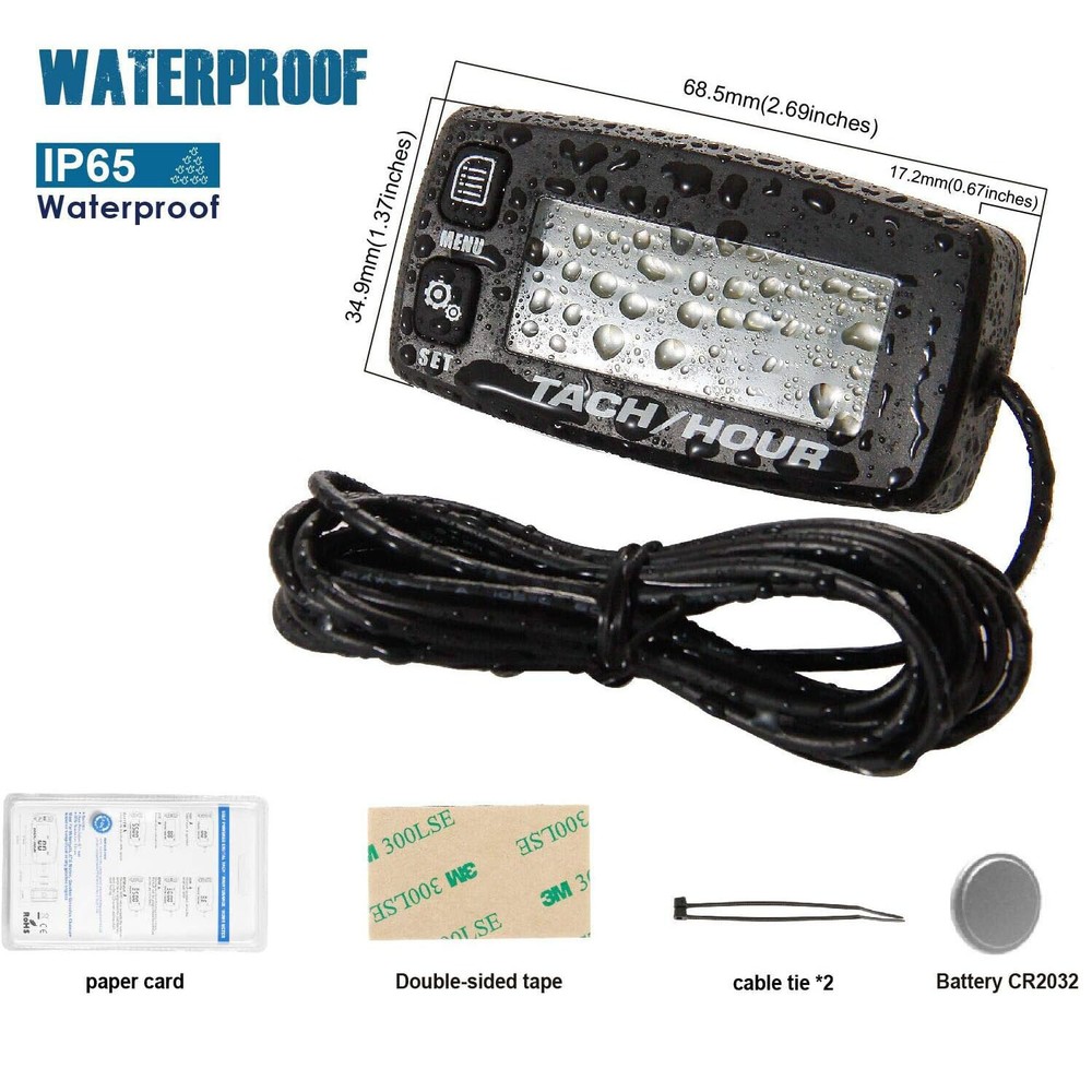 Digital Maintenance Tach/Hour Meter,Battery Replacement For Small Gas Engine