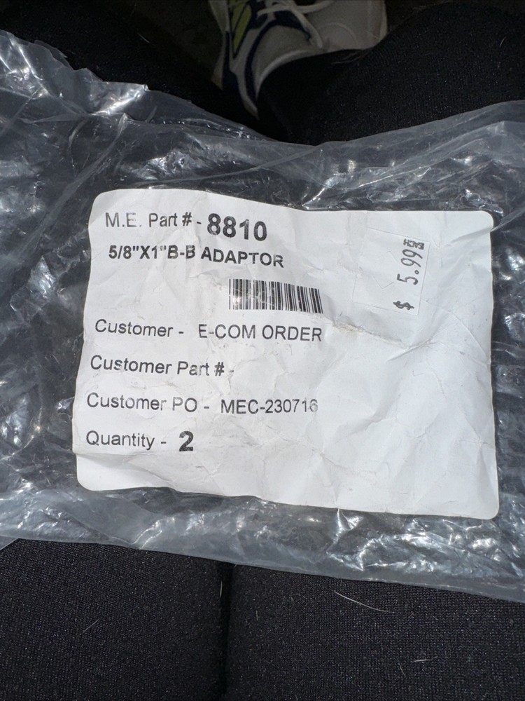 MARINE EAST ADAPTOR  5/8” X 1” Barb Fitting Plastic New