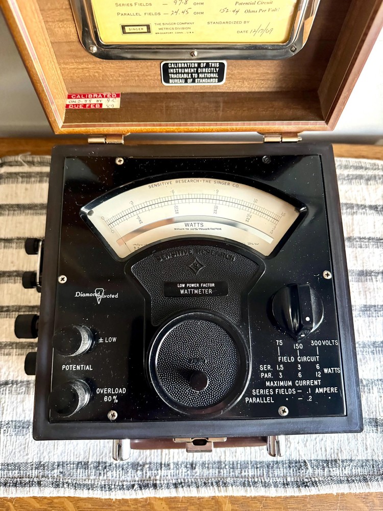 Vtg Portable Singer Single Phase Low Power Factor Wattmeter