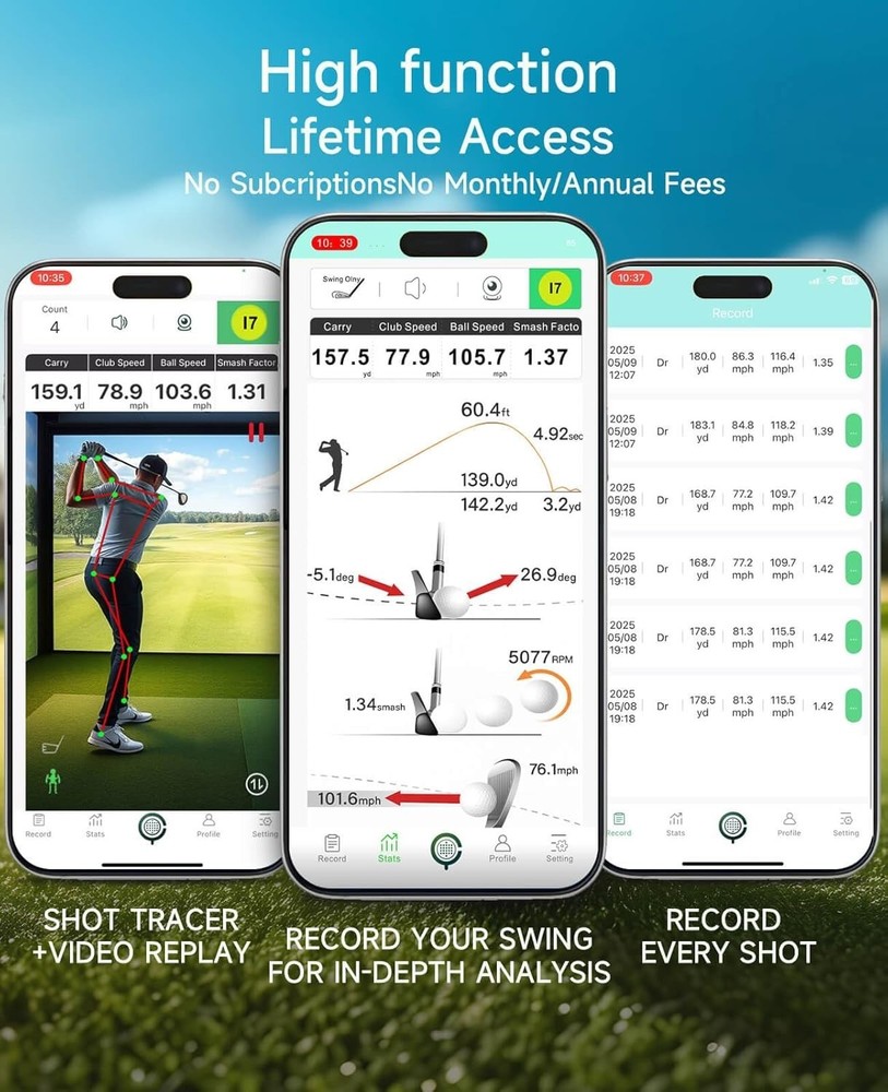 Portable Golf Launch Monitor for Golf Swing Analysis Tracker & Swing Analyzer