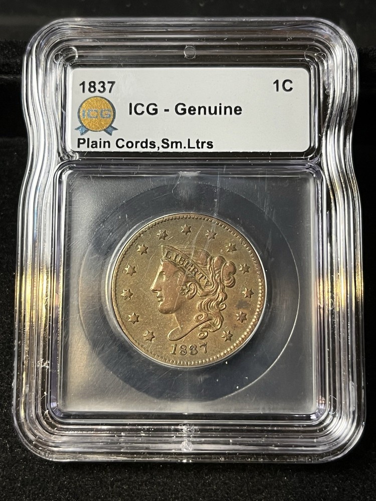 1837 large cent Vf+
