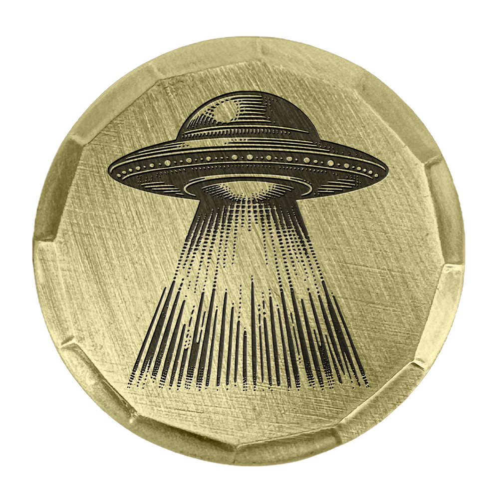 UFO Embossed Brass Golf Ball Marker by Sunfish