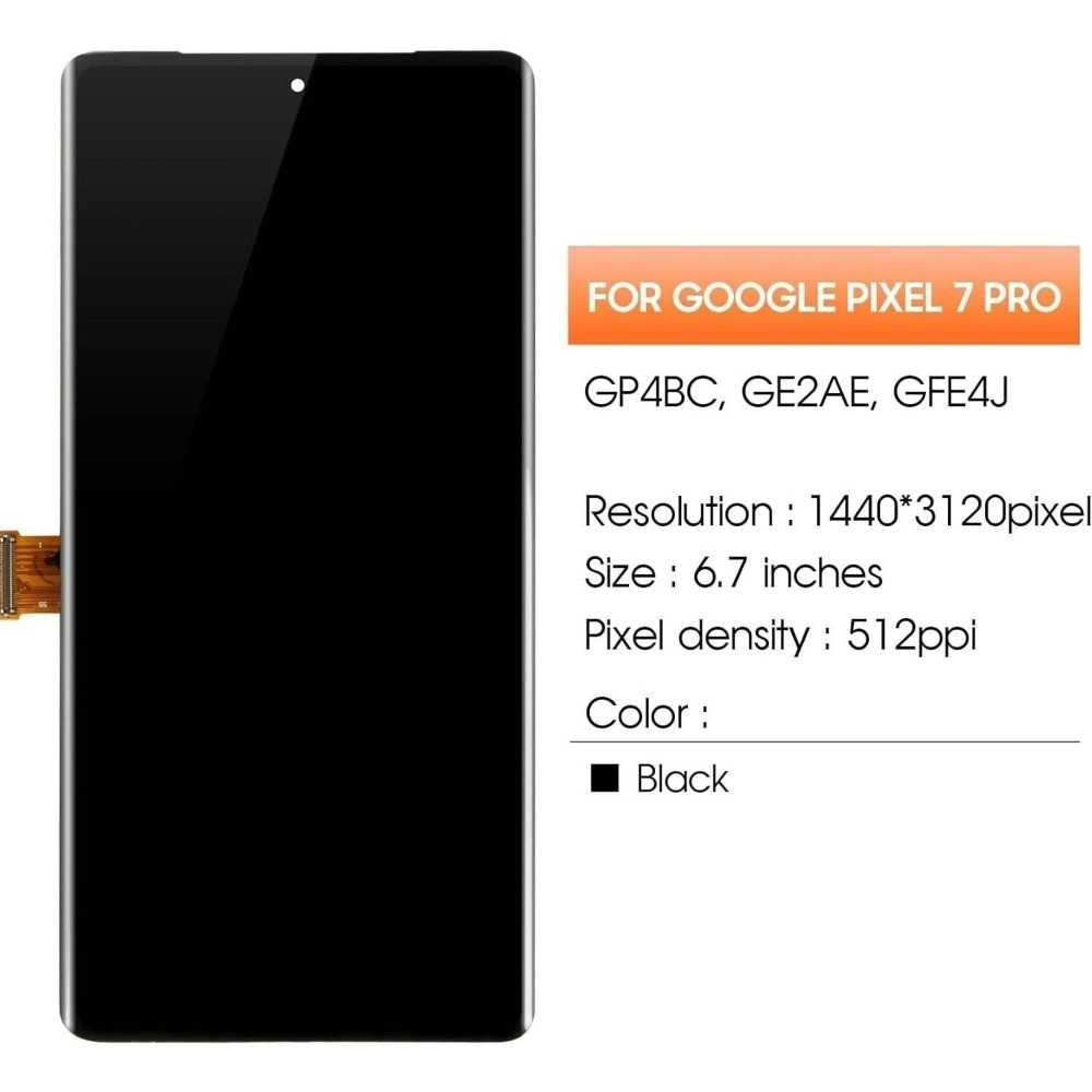 OLED For Google Pixel 7 Pro Replacement Screen - Black Complete Assembly