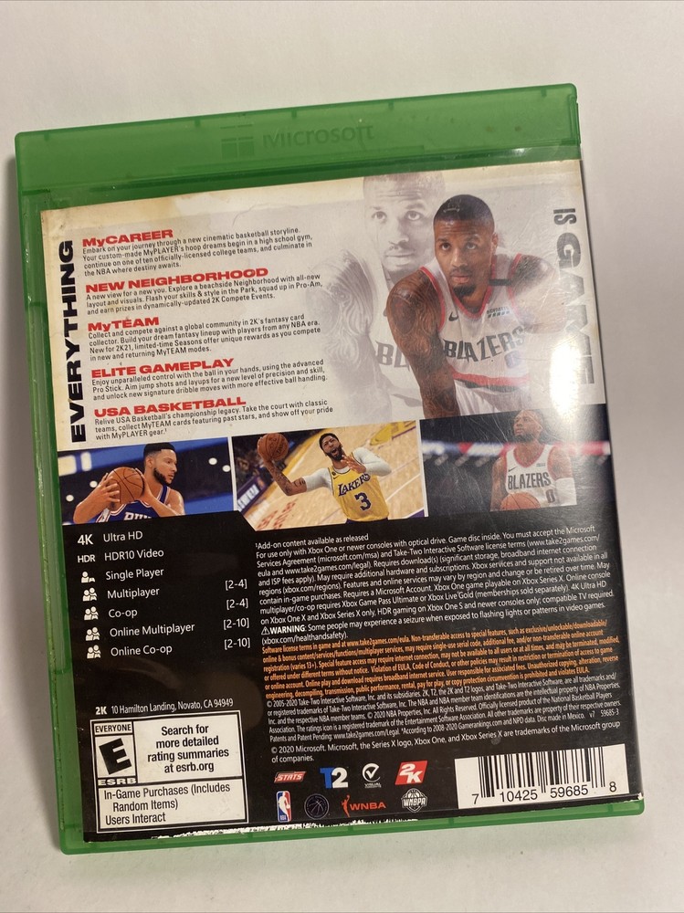 2020 NBA 2K21 - Xbox One original replacement case ONLY (No game)