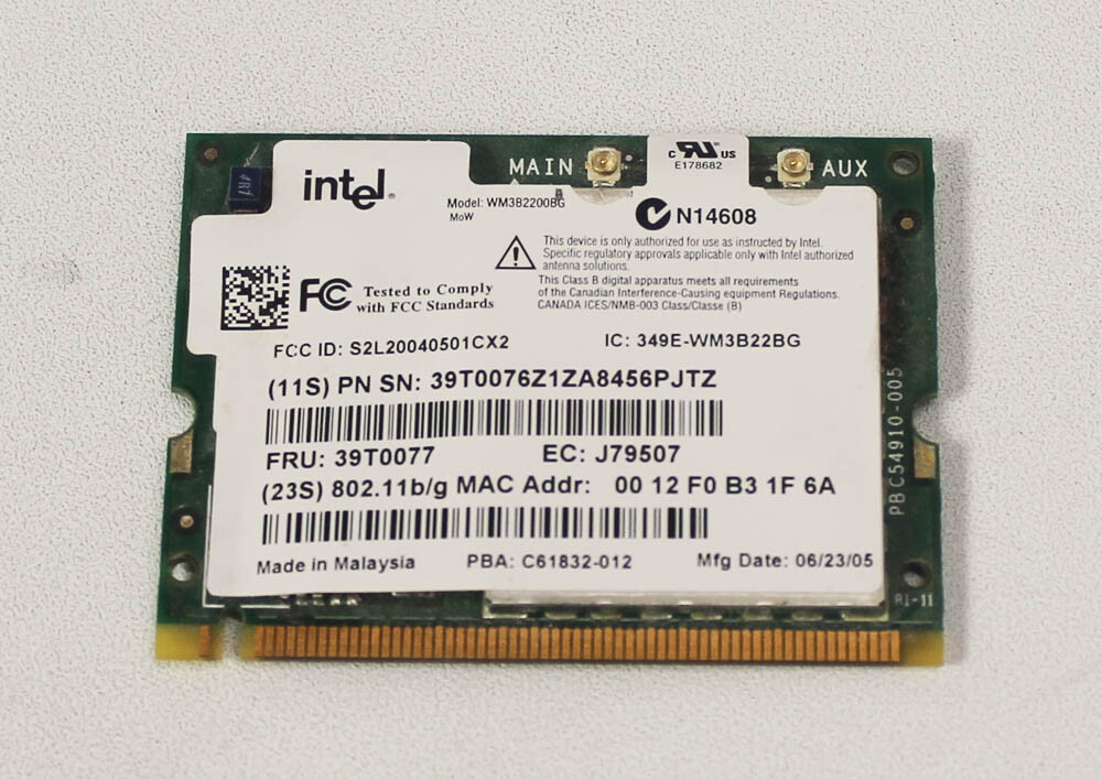 39T0077 IBM Thinkpad R52/1860 Wifi Wireless Network Card "GRADE A"