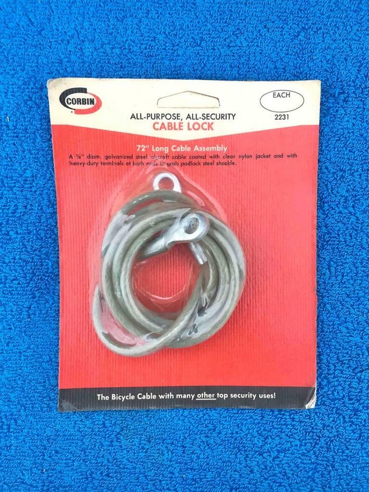 CORBIN All Purpose Bicycle Security Cable 72" Long with Clear Nylon Jacket 2231
