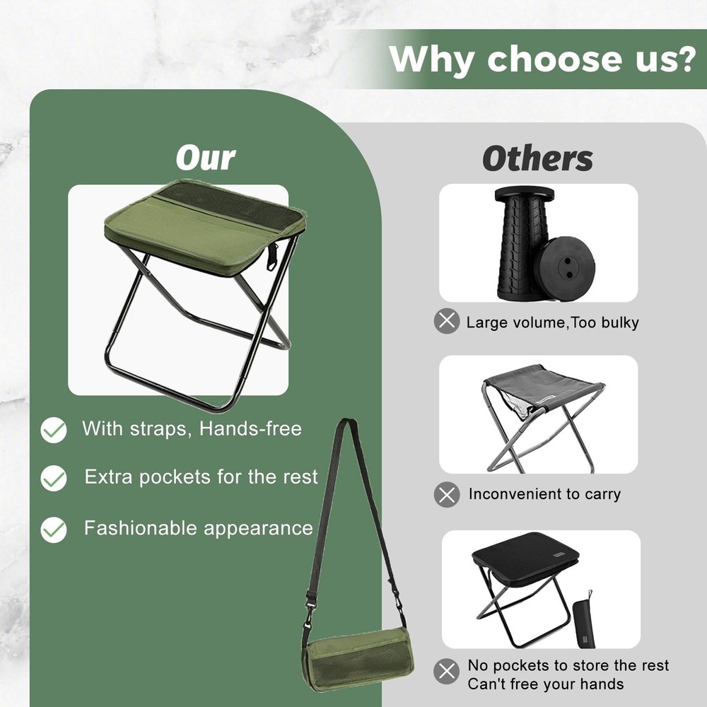Nicerice Portable Foldable Backpack Stool,Tiny Foldable Stool which can Turne...