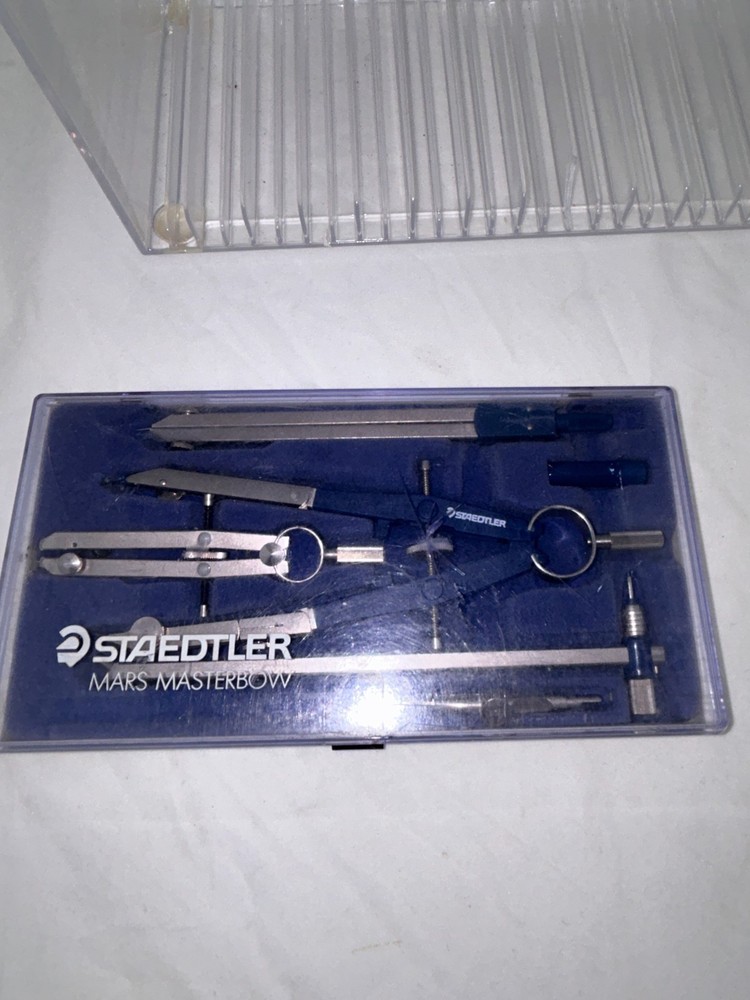 6-Piece Staedtler Mars Superbow Compass Set Germany Drafting Tools Vintage NOTE