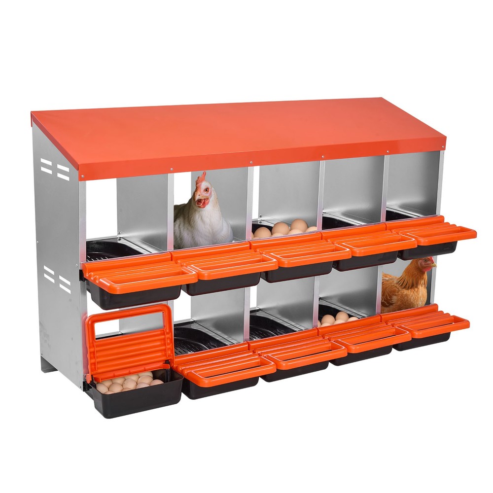 Uimoso 2-Tier Chicken Nesting Boxes with 10 Compartments for Egg Collection