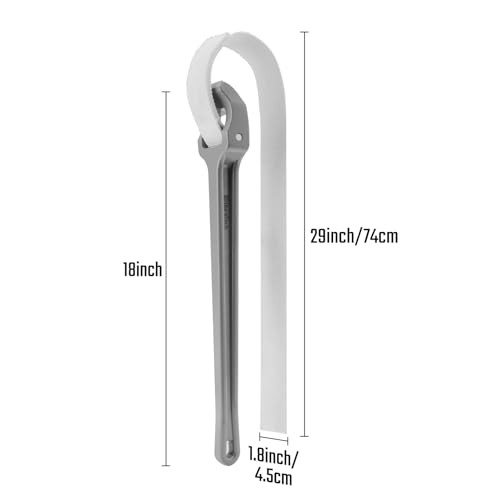 Strap Wrench 18" Handle, Adjustable Nylon Strap Pipe Wrenches, 18 Inch Grey