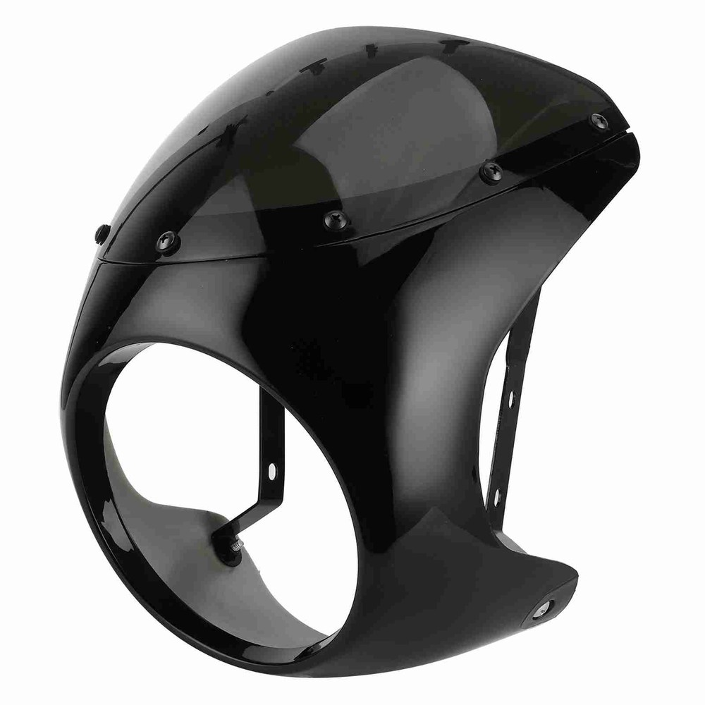 Black Lens 7in Headlight Fairing Wind Deflector Windshield for Motorcycle