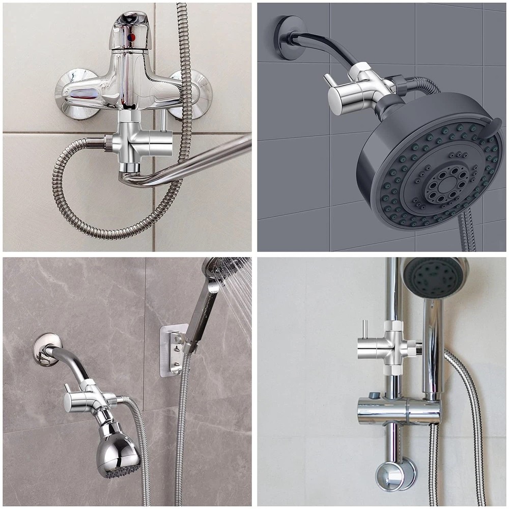 G1/2" Shower Head Diverter Valve, Solid Brass Arm Chrome Finish