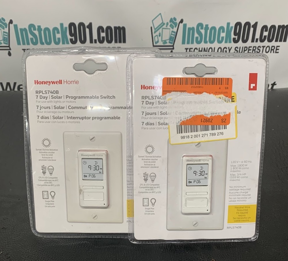 Honeywell Home 7-Day Solar Programmable Light Switch/Timer 120V (RPLS740B)