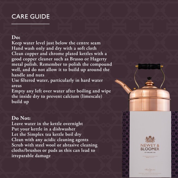 Simplex Kettles Kensington Solid Copper No. 1 Copper Finish 1.9 Quart Teakettle