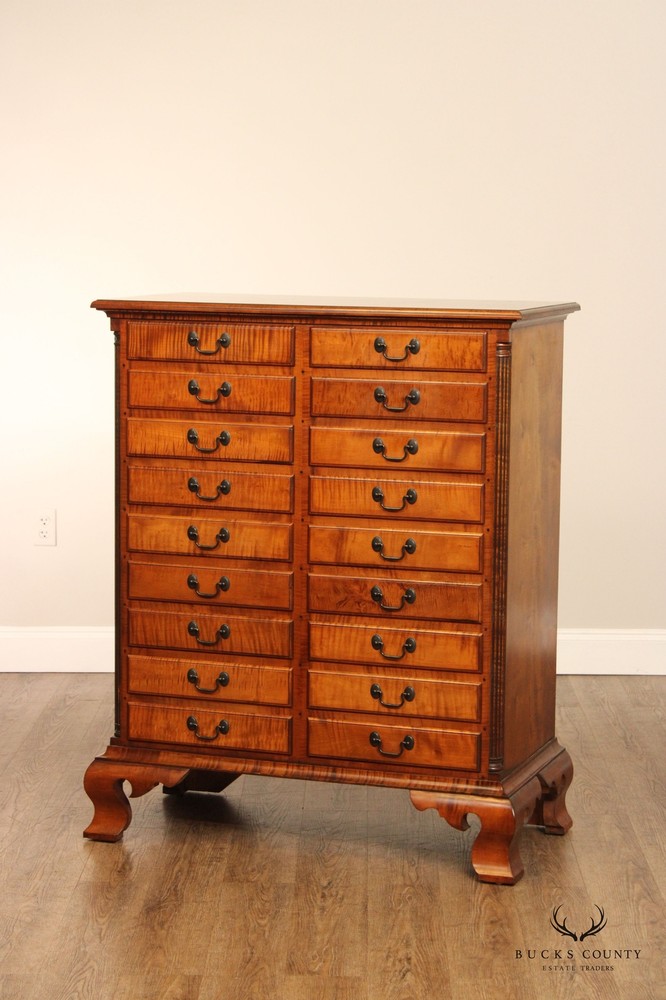 Gregg Perry Tiger Chippendale Style Maple Tall Chest