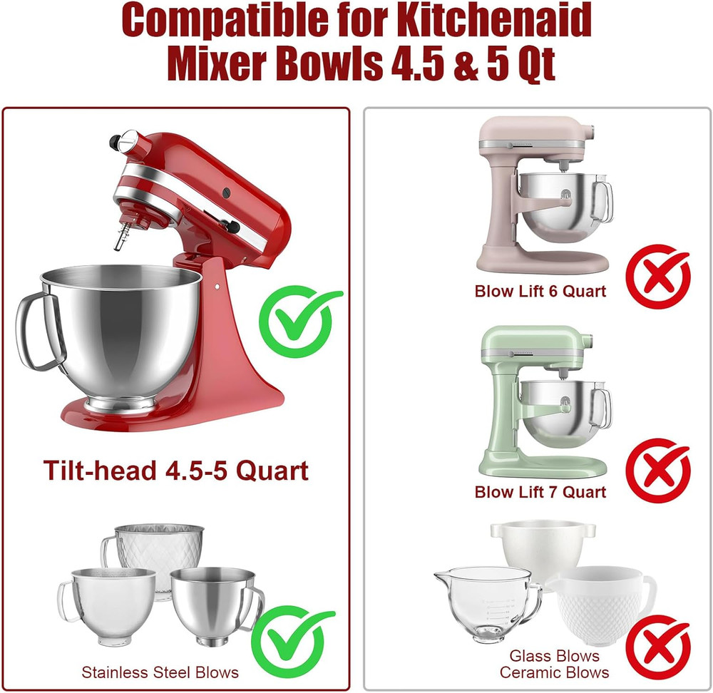 Thicker Silicone Bowl Liners for 5 Quart KitchenAid Mixers - Dishwasher Safe