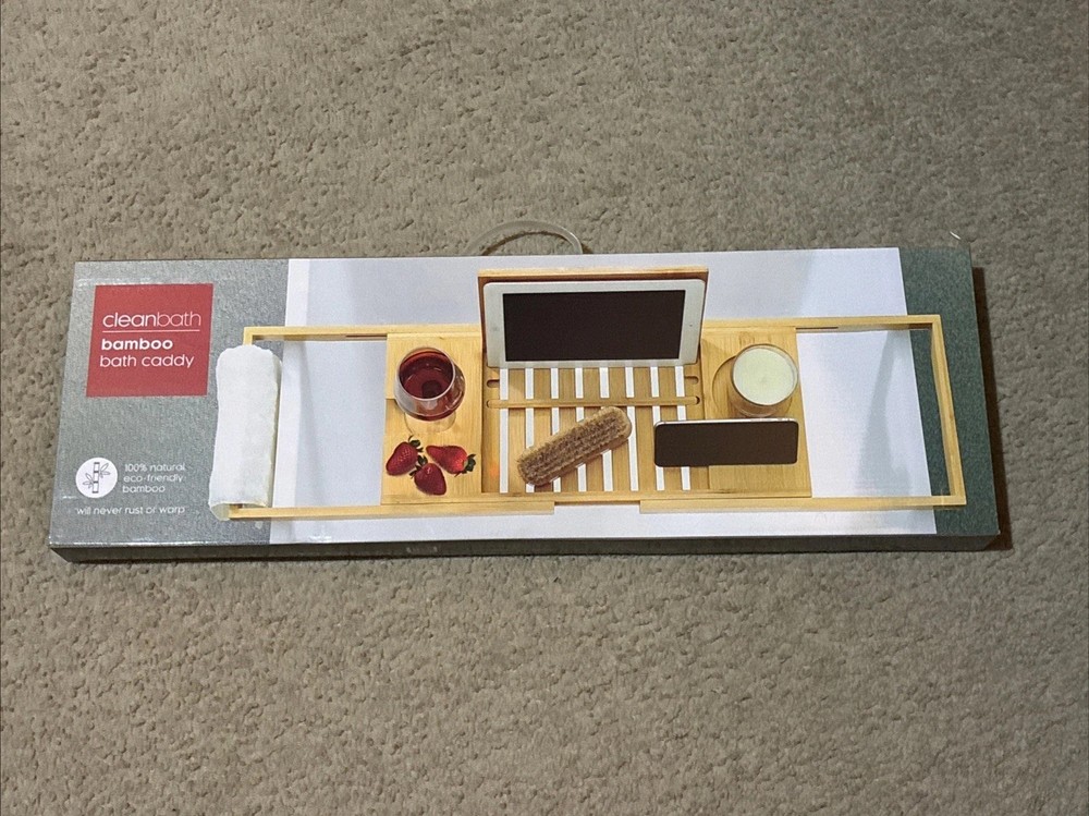 Bath Caddy. “Cleanbath” Bamboo Bath Caddy. Brand New! Unopened Box! Never Used!