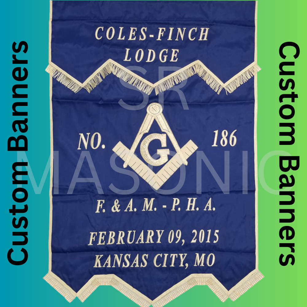 Masonic Regalia F.& A.M PHA Machine Embroidered Custom Banners