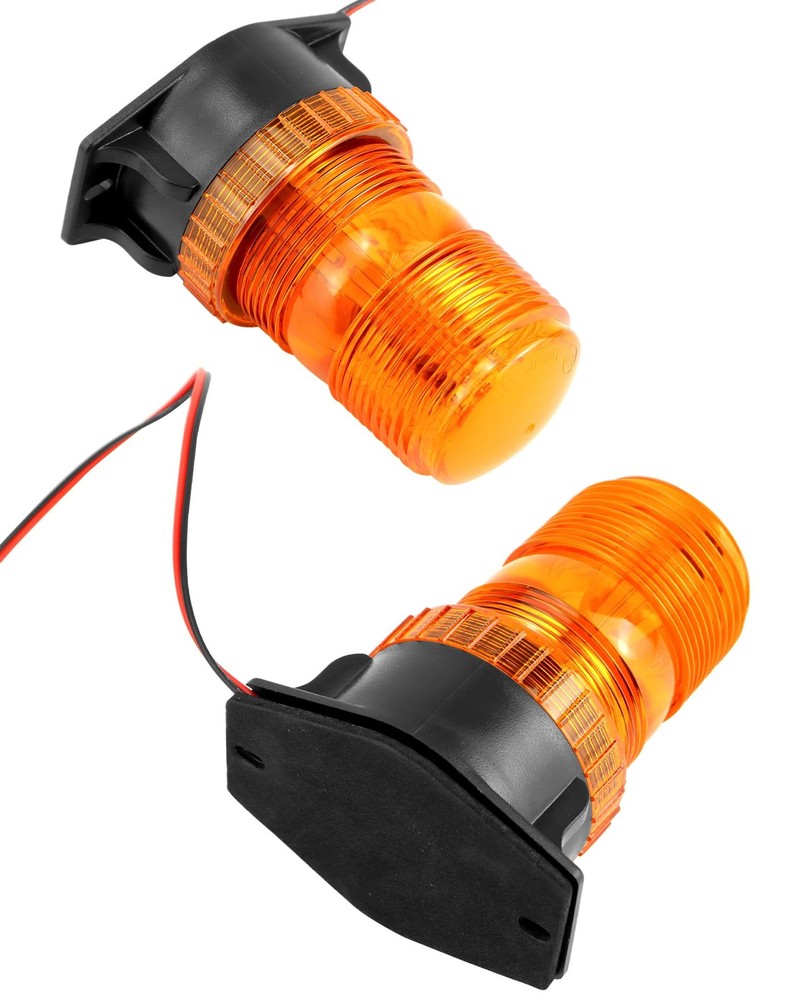 QWORK Amber Led Strobe Lights, Warning Emergency Flashing 2 Pack, Orange
