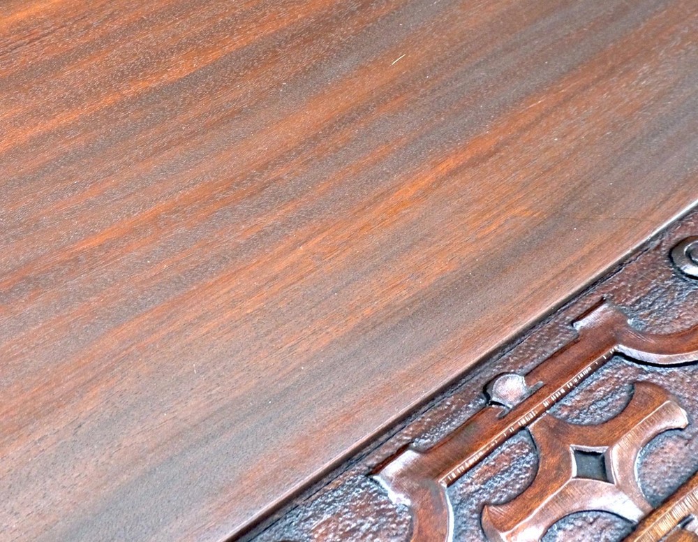 Jacobean Finely Carved Massive Solid Mahogany Partners Desk