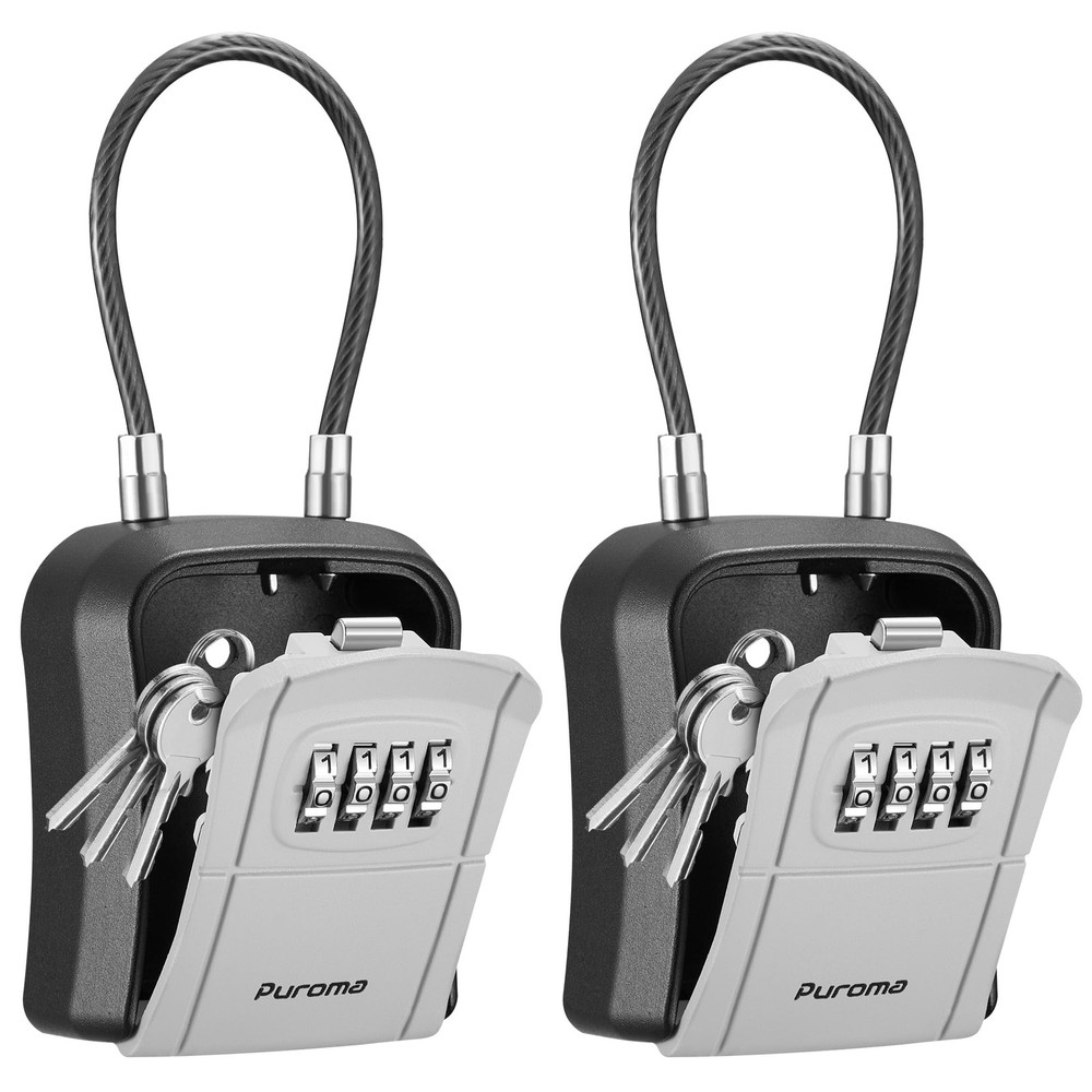 Portable Lock Box with Removable Cable Handle, Resettable Combination Lockbox...