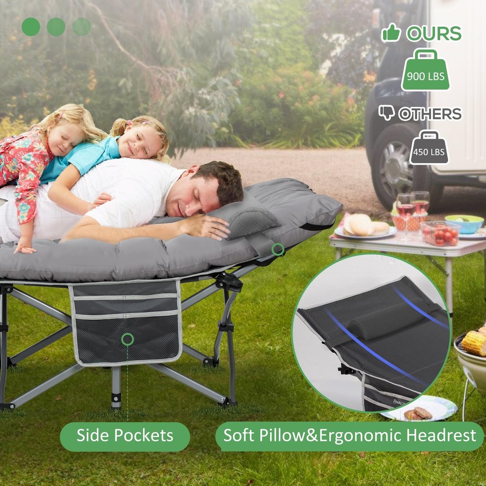 Wide Folding Camping Cots with Pillow & Extra Thick Matress, Cots for Sleepin...