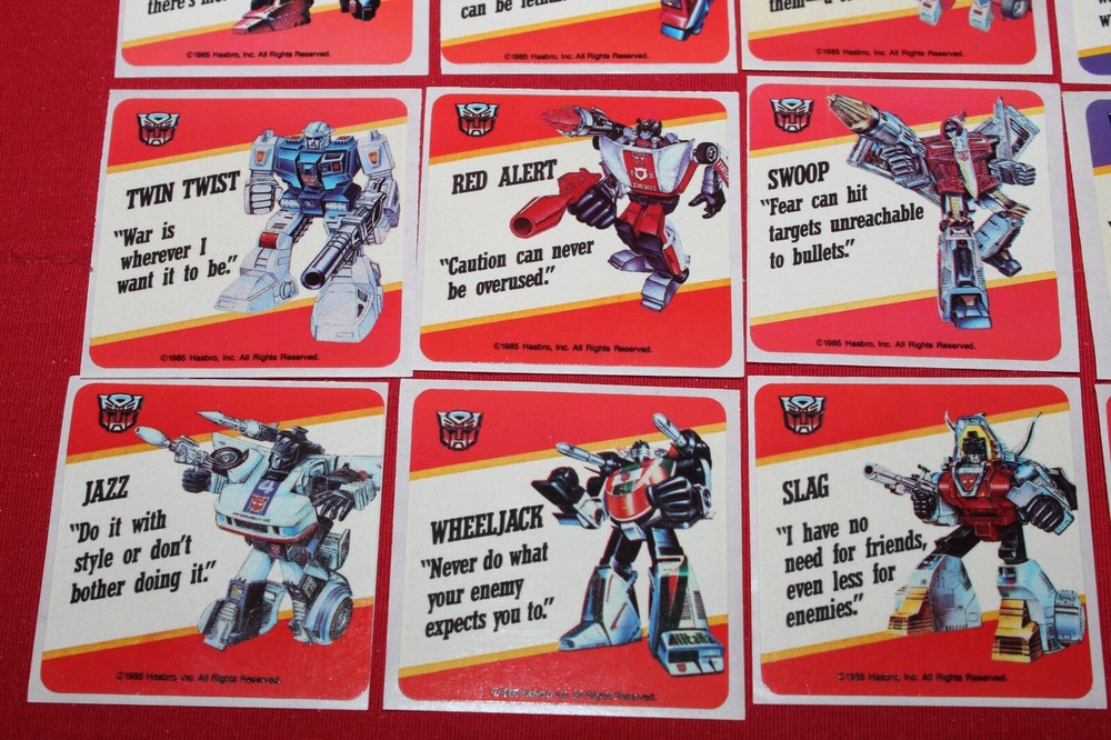 1985 Hasbro Transformers 192 Card set & 23 Stickers Complete HIGH Grade