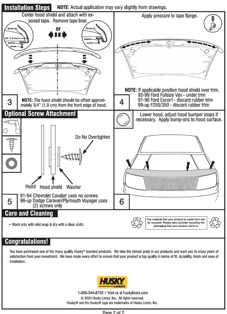Husky BugFlector II Hood Protector Bug Shield Deflector for 90-95 Toyota 4Runner