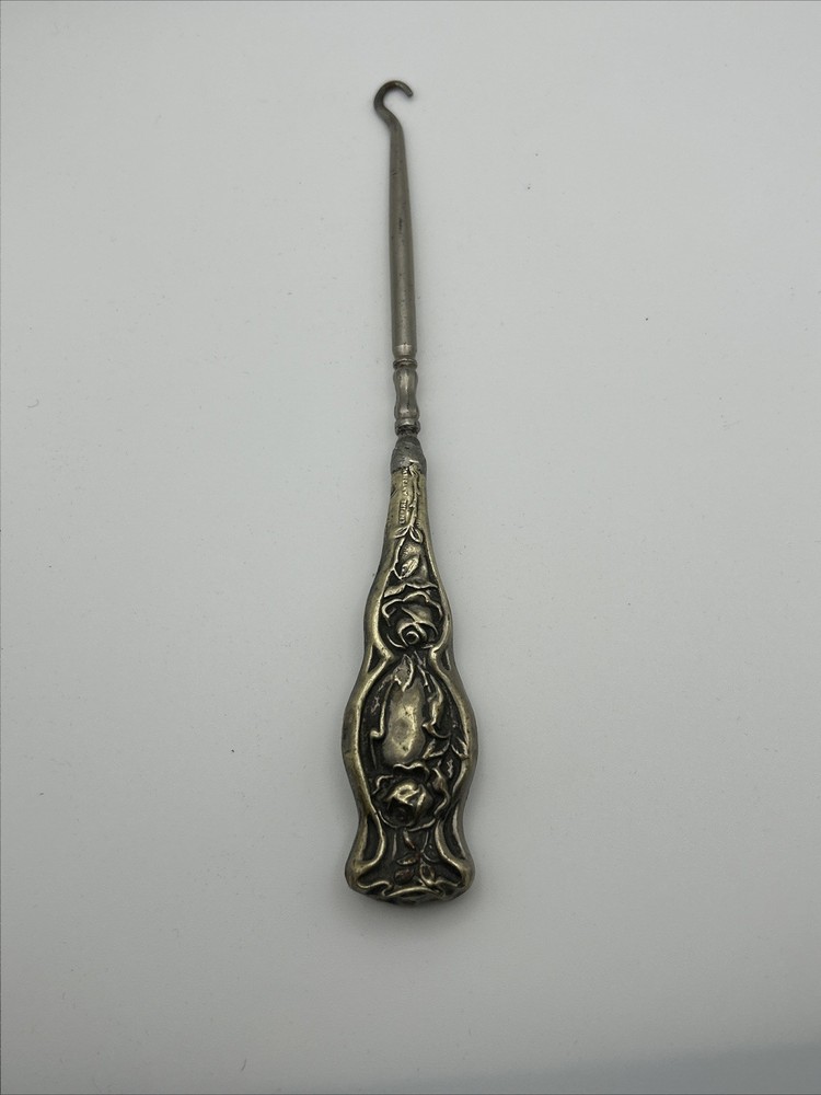 Empire Art Silver Handle Shoe / Clothing Button Hook 7.5”