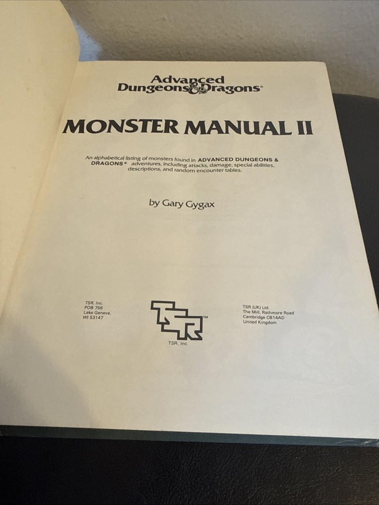 ADVANCED DUNGEONS & DRAGONS MONSTER MANUAL 2 TSR 1983