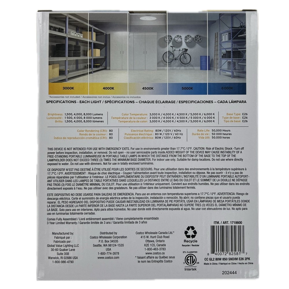 5-Panel LED Garage Light, 2 Pack NEW