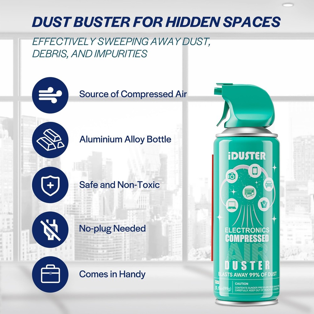 Compressed Canned Air Duster for Computer - Disposable Electronic Keyboard Cl...