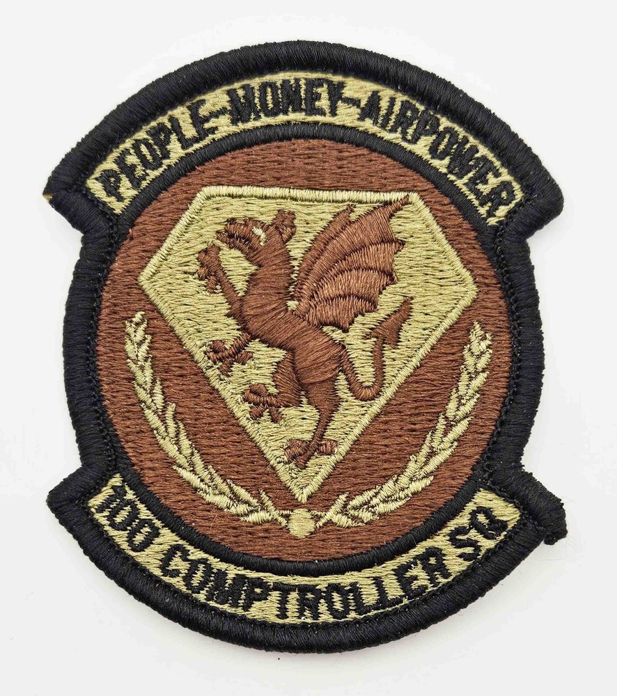 US Air Force 100th Comptroller Squadron Subdued Hook Back Patch