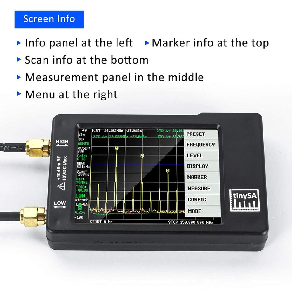 Portable Tinysa Spectrum Analyzer, V0.3.1 Handheld Frequency Analyzer, Signal G