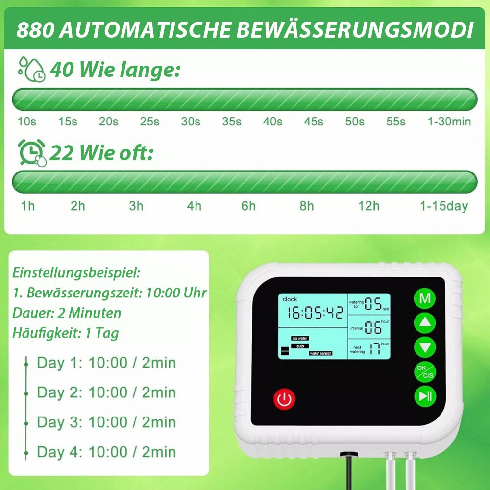 Programmable Automatic Irrigation System Automatic Plant Watering 15Drippers 15m