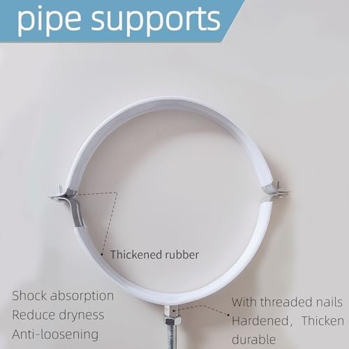 6" Adjustable Pipe Bracket Set - Heavy Duty Galvanized Iron Hanger Strap, Wall S