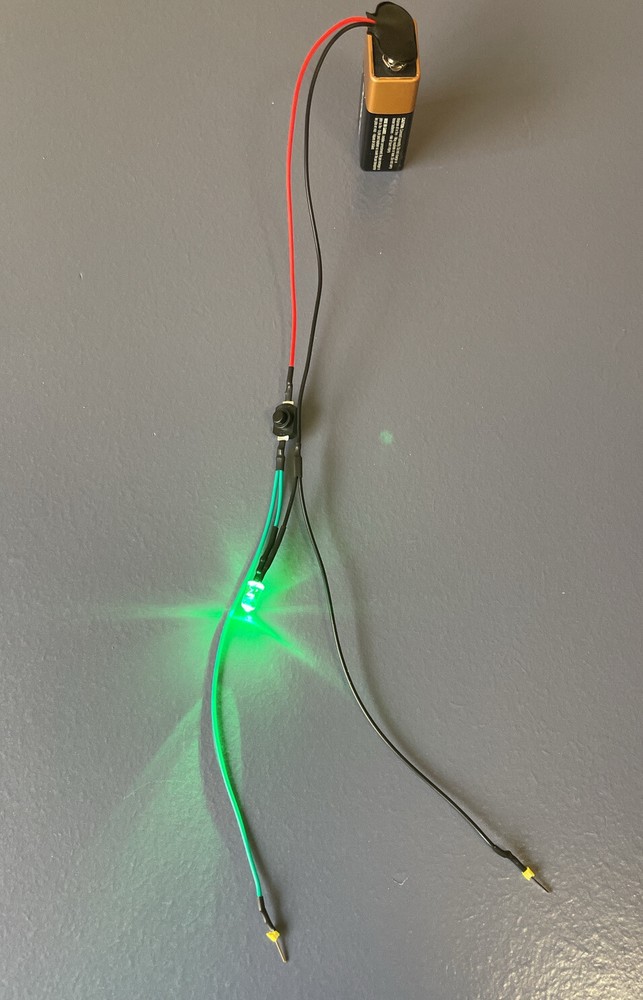 9 Volt Battery Snap Connector with On/Off Push-Button Switch & LED