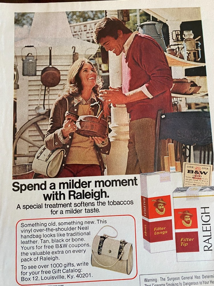 Raleigh Cigarettes, Full Page Vintage Print Ad
